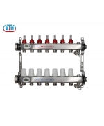 Коллекторная группа 7 контуров гайки слева, электронные термометры А40.Ртн.07.НГ/ВР.ЭТ ВТП