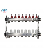 Коллекторная группа 8 контуров гайки справа, электронные термометры А40.Ртн.08.ВР/НГ.ЭТ ВТП