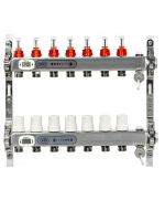 Коллекторная группа 7 выхода электронный термометр с расходомерами и воздухоотводчиками нержавейка