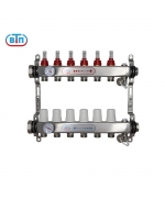 Коллекторная группа 6 контуров гайки слева, БМ термометры А40.Ртн.06.НГ/ВР.БТ ВТП