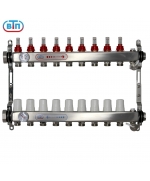 Коллекторная группа 9 контуров гайки слева, БМ термометры А40.Ртн.09.НГ/ВР.БТ ВТП