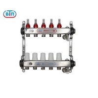 Коллекторная группа ВТП 5 выхода, нержавеющая сталь, с расходомерами tn, без термометров заглушка