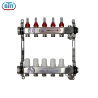 Коллекторная группа 5 контуров гайки слева, БМ термометры А40.Ртн.05.НГ/ВР.БТ ВТП