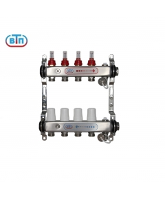 Коллекторная группа ВТП 4 выхода, нержавеющая сталь, с расходомерами tn, без термометров заглушка