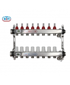 Коллекторная группа 8 контуров гайки слева, электронные термометры А40.Ртн.08.НГ/ВР.ЭТ ВТП