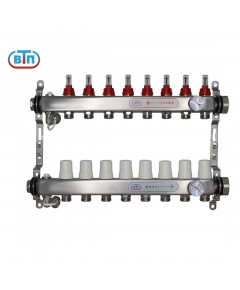 Коллекторная группа 8 контуров гайки справа, БМ термометры А40.Ртн.08.ВР/НГ.БТ ВТП