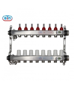 Коллекторная группа 8 контуров гайки справа, электронные термометры А40.Ртн.08.ВР/НГ.ЭТ ВТП