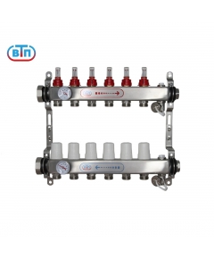 Коллекторная группа 6 контуров гайки слева, БМ термометры А40.Ртн.06.НГ/ВР.БТ ВТП