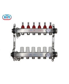 Коллекторная группа 6 контуров гайки справа, БМ термометры А40.Ртн.06.ВР/НГ.БТ ВТП