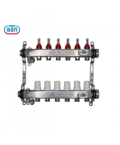 Коллекторная группа 6 контуров гайки справа, электронные термометры А40.Ртн.06.ВР/НГ.ЭТ ВТП