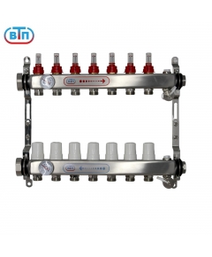 Коллекторная группа 7 контуров гайки слева, БМ термометры А40.Ртн.07.НГ/ВР.БТ ВТП