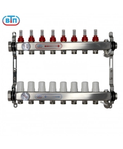 Коллекторная группа 8 контуров гайки слева, БМ термометры А40.Ртн.08.НГ/ВР.БТ ВТП