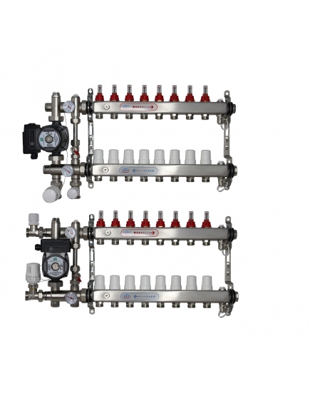 ВТП КОМПАКТ-Б.П-8 (с байпасом), комплект коллекторов  теплого пола на 8 контура