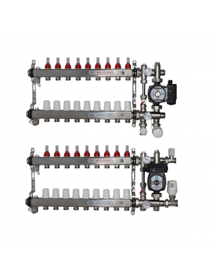 ВТП КОМПАКТ-Б.Л-9 (с байпасом), комплект коллекторов  теплого пола на 9 контура