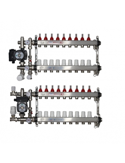 ВТП КОМПАКТ-Б.П-9 (с байпасом), комплект коллекторов  теплого пола на 9 контура