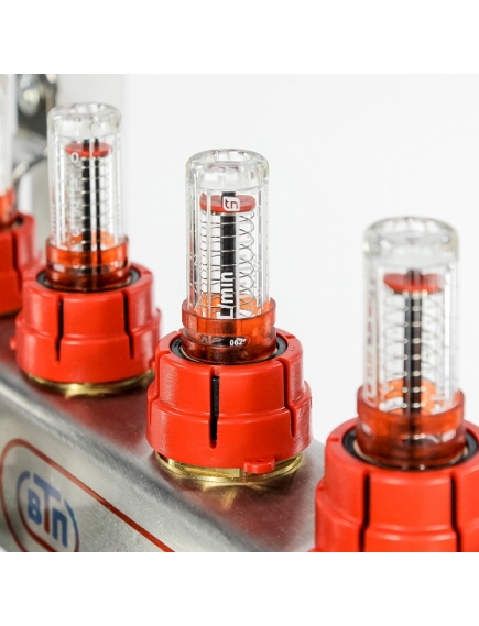 Коллекторная группа ВТП 7 выхода, нержавеющая сталь, с расходомерами tn, без термометров заглушка