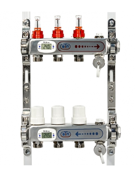 Коллекторная группа ВТП 3 выхода с расходомерами tn, электронными термометрами, воздухоотводчиками