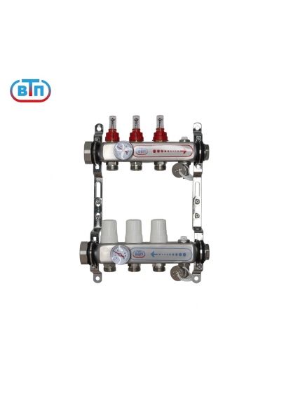 Коллекторная группа 3 контура гайки слева, БМ термометры А40.Ртн.03.НГ/ВР.БТ ВТП