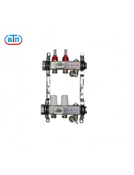 Коллекторная группа 2 контура гайки слева, электронные термометры А40.Ртн.02.НГ/ВР.ЭТ ВТП