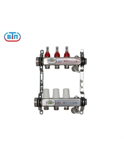 Коллекторная группа 3 контура гайки слева, электронные термометры А40.Ртн.03.НГ/ВР.ЭТ ВТП