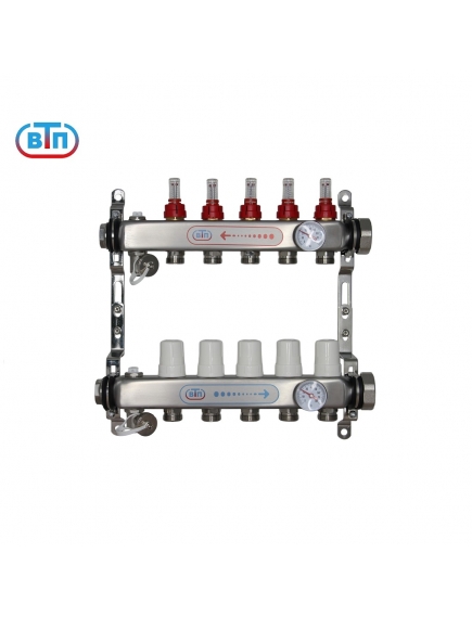 Коллекторная группа 5 контуров гайки справа, БМ термометры А40.Ртн.05.ВР/НГ.БТ ВТП