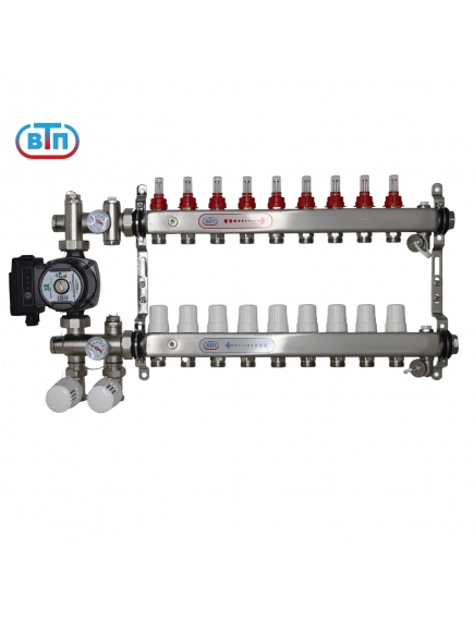 ВТП КОМБО.П 9 контуров, комплект коллекторов теплого пола