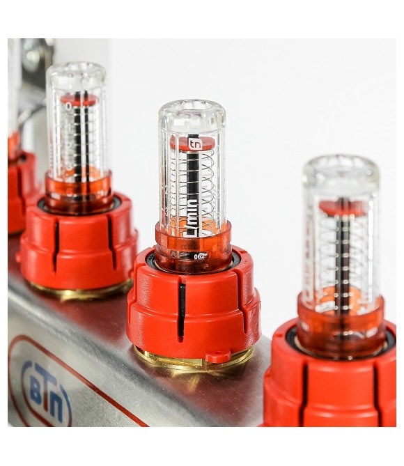 Коллекторная группа ВТП 7 выхода, нержавеющая сталь, с расходомерами tn, без термометров заглушка