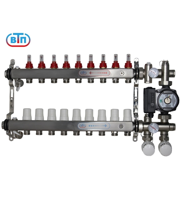 ВТП КОМБО.Л 9 контуров, комплект коллекторов теплого пола