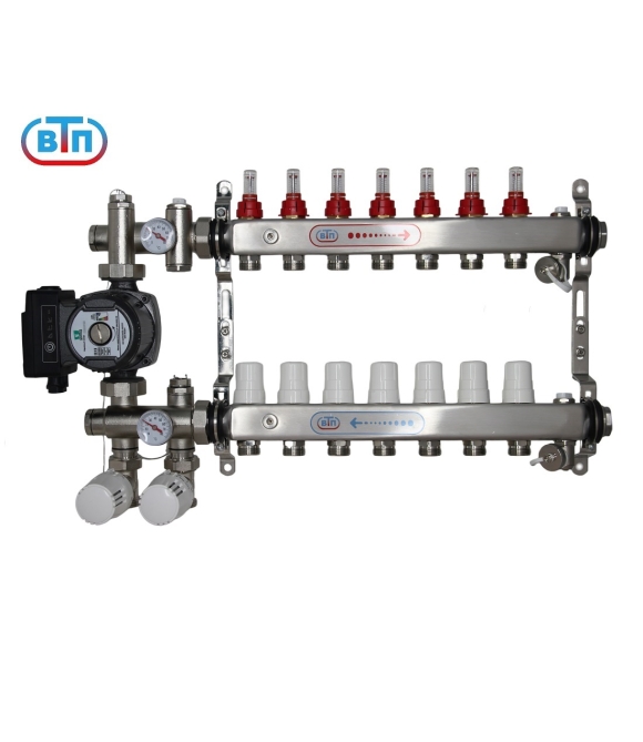ВТП КОМБО.П 7 контуров, комплект коллекторов теплого пола