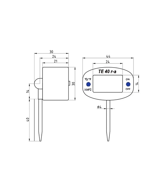 Габаритные размеры Термометр электронный аксиально-радиальный для коллекторный